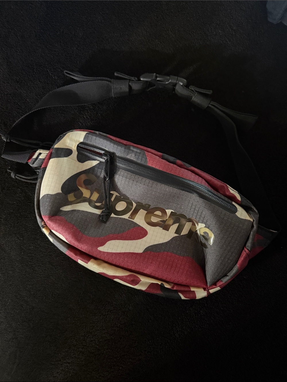Supreme Red, Black & Cream Camo Belt Bag